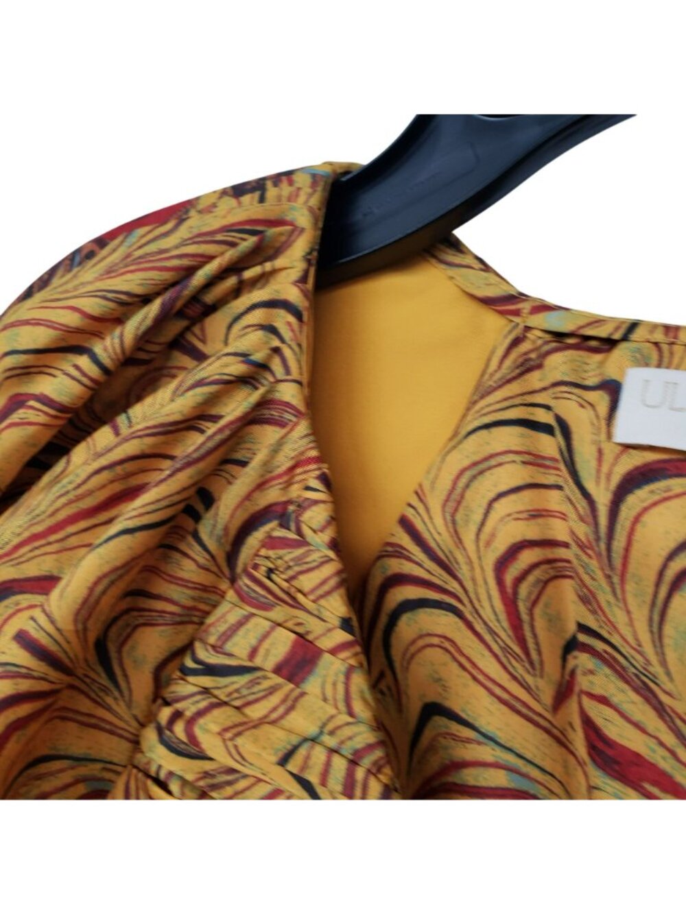 Ulla Johnson $795 Gwen Tiger's Eye Puff Sleeve Pleated Mini Dress Gold Funky - Picture 7 of 16